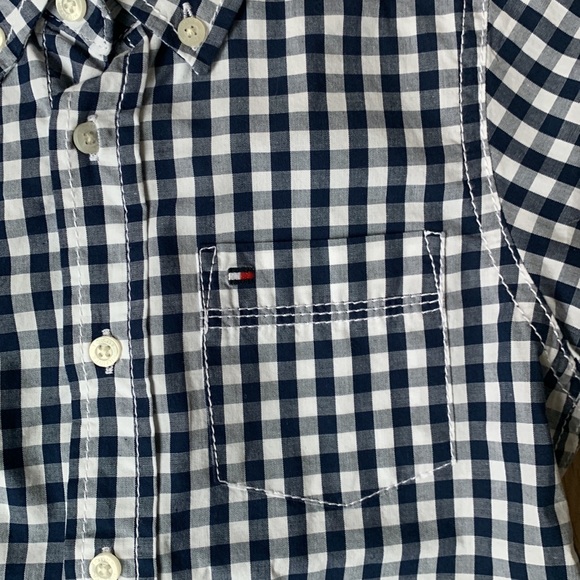 TOMMY HILFIGER Toddler Gingham Navy Button Down Shirt - Picture 3 of 6